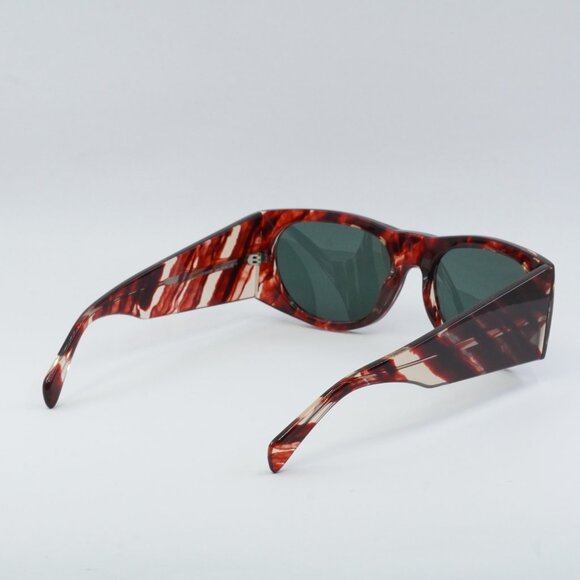 ?️ New Celine CL40029I 54N Sunglasses - Red Havana Frame, Green Lenses main image 7